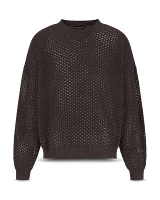 Perforated Effect Pullover Crewneck Sweater 