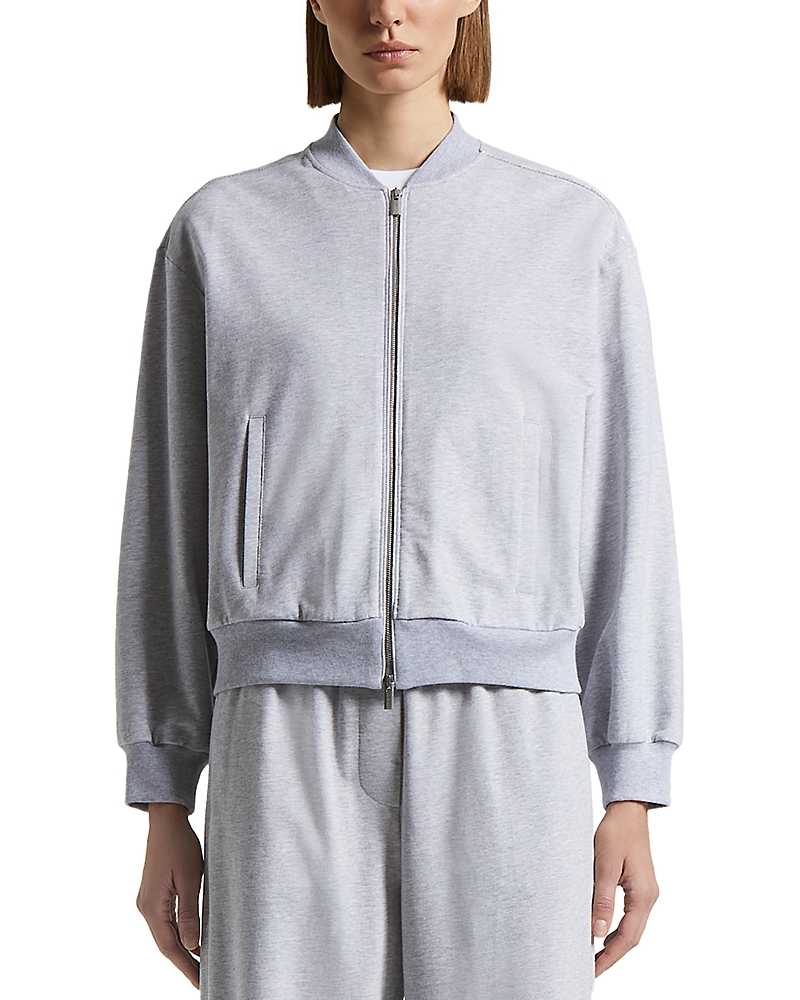 Shop Peserico Bomber Sweatshirt In Lunar Gray