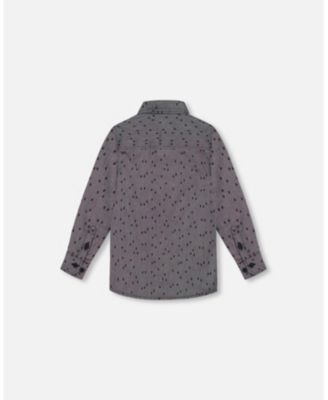  Printed Pine Chambray Shirt with Bow Tie Gray - Baby