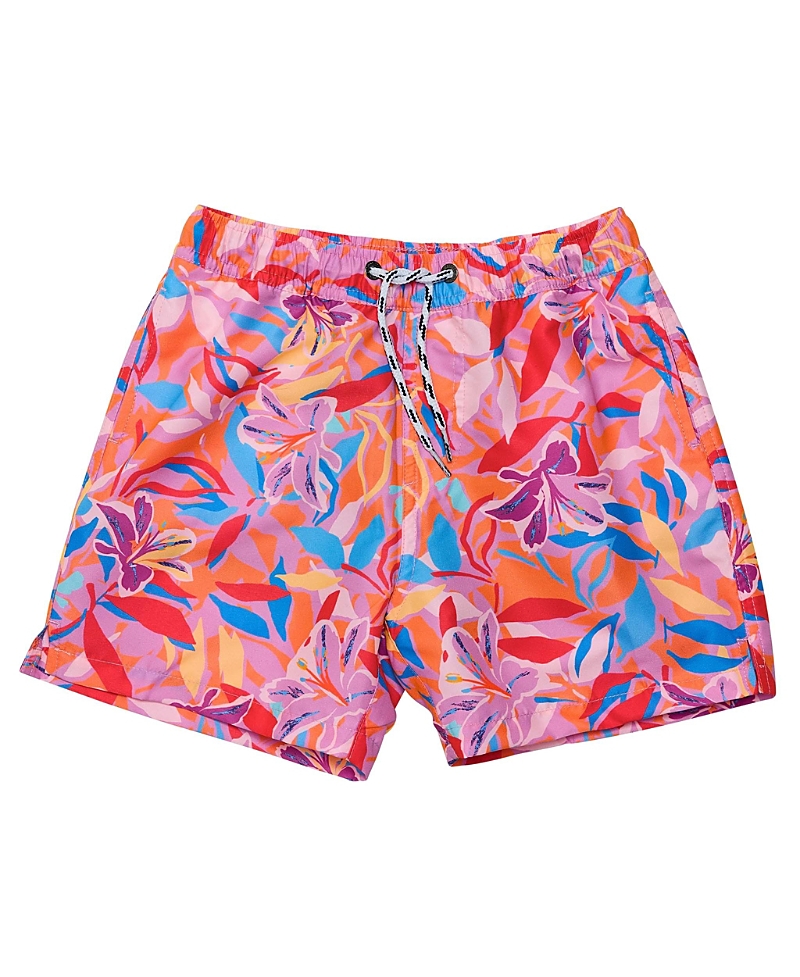 Snapper Rock Blooming Sunset Sustainable Swim Short - Big Kid In Orange