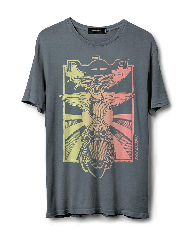 Junk Food Clothing Unisex Rick Griffin Eye Heart Beetle Vintage Tee In Deep Indigo