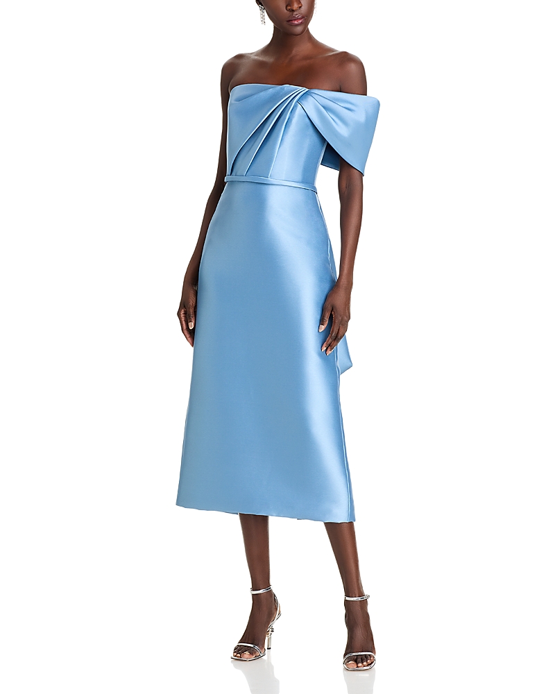 Amsale Bow Shoulder Midi Dress