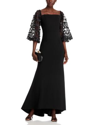 Floral-Embellished Off-the-Shoulder Gown