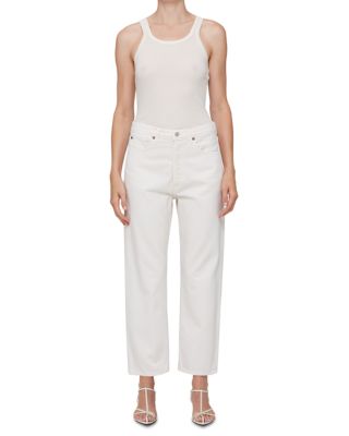 90&#39;s Mid Rise Cropped Straight Leg Jeans in Fortune Cookie