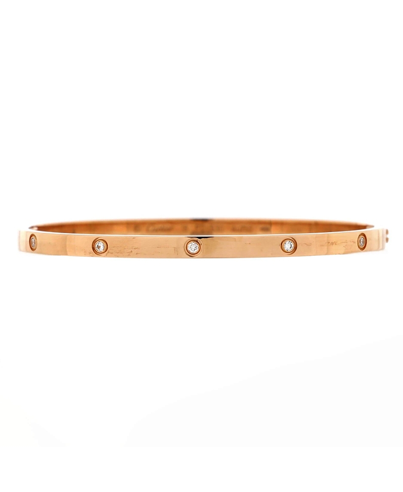 Pre-owned Pre-owned Cartier Cartier Small Love 10 Diamond Bracelet 18k Rose Gold With Diamonds