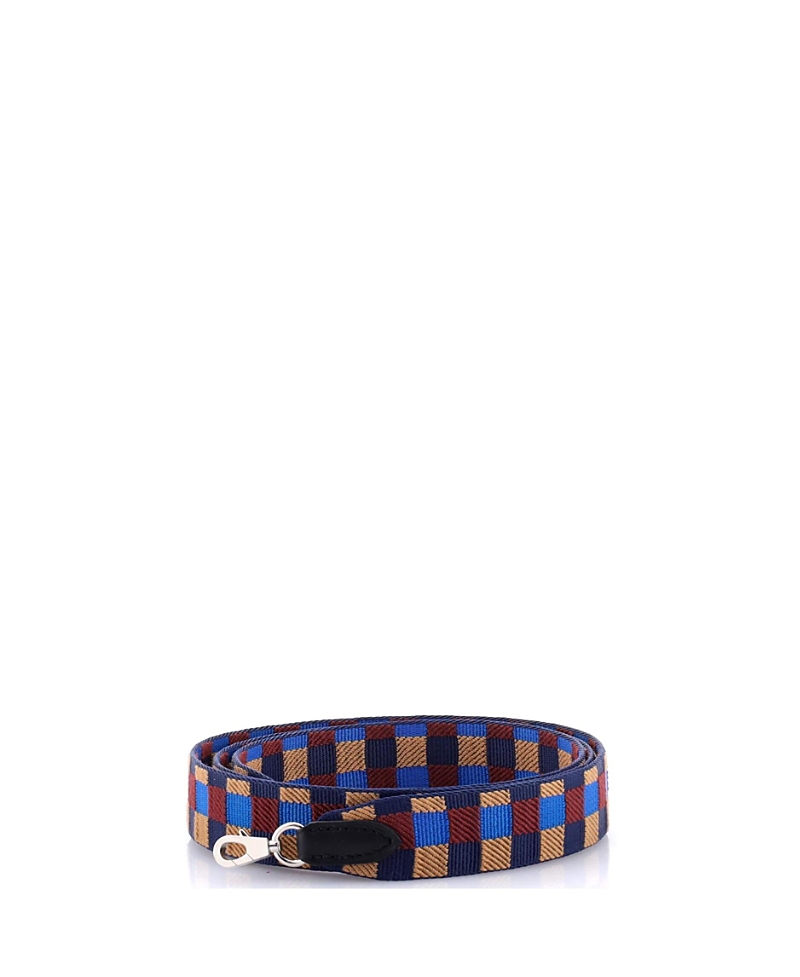Pre-owned Pre-owned Hermes Hermes 25 Sangle Shoulder Strap Maxi Quadrille Canvas In Print/ Blue/ Brown