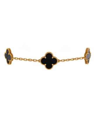 Pre-Owned Van Cleef & Arpels Vintage Alhambra 5 Motifs Bracelet 18K Gold and Onyx