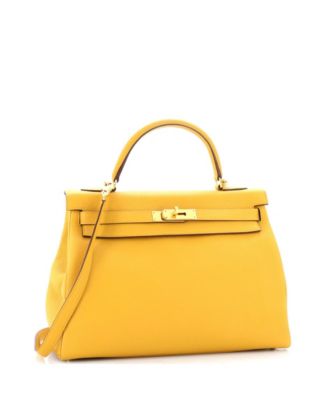 Kelly 32 Handbag Yellow Togo with Gold Hardware