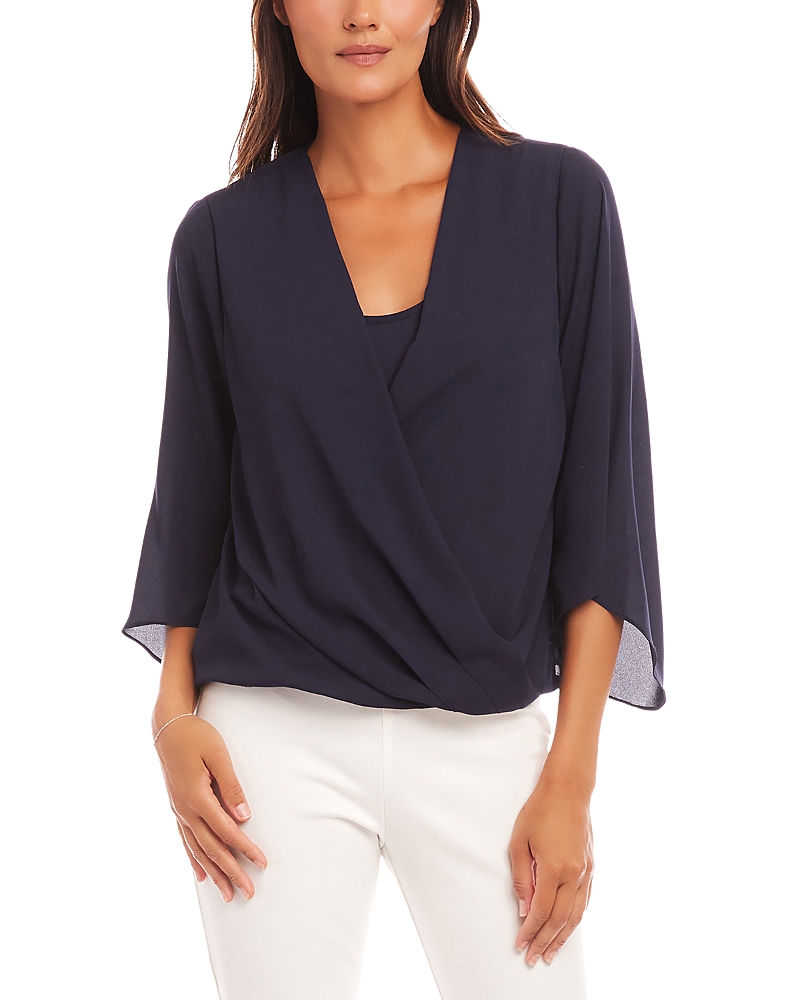 Karen Kane Daphne Drape Front Crossover Top In Navy In Navy