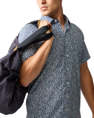 Printed Short Sleeve Button Front Shirt