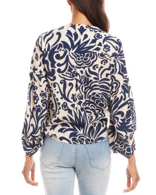 Blouson Sleeve Tie Front Top