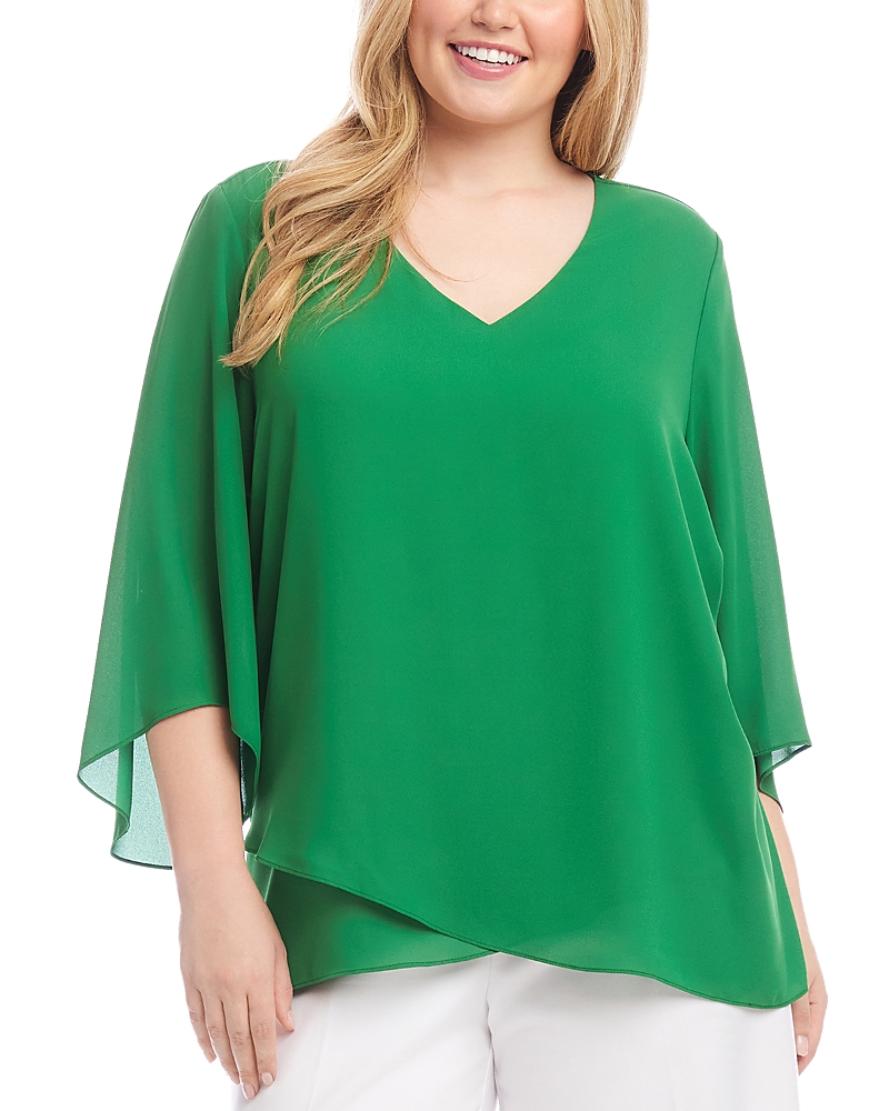 KAREN KANE PLUS SIZE BRACELET SLEEVE ASYMMETRIC TOP