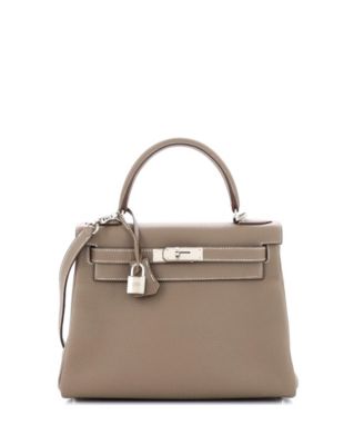 Pre-Owned HERMÈS - Pre-Owned Hermes Kelly 28 Handbag Grey Togo with Palladium Hardware