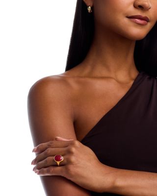 18K Yellow Gold Lunaria Color Thulite Solitaire Ring