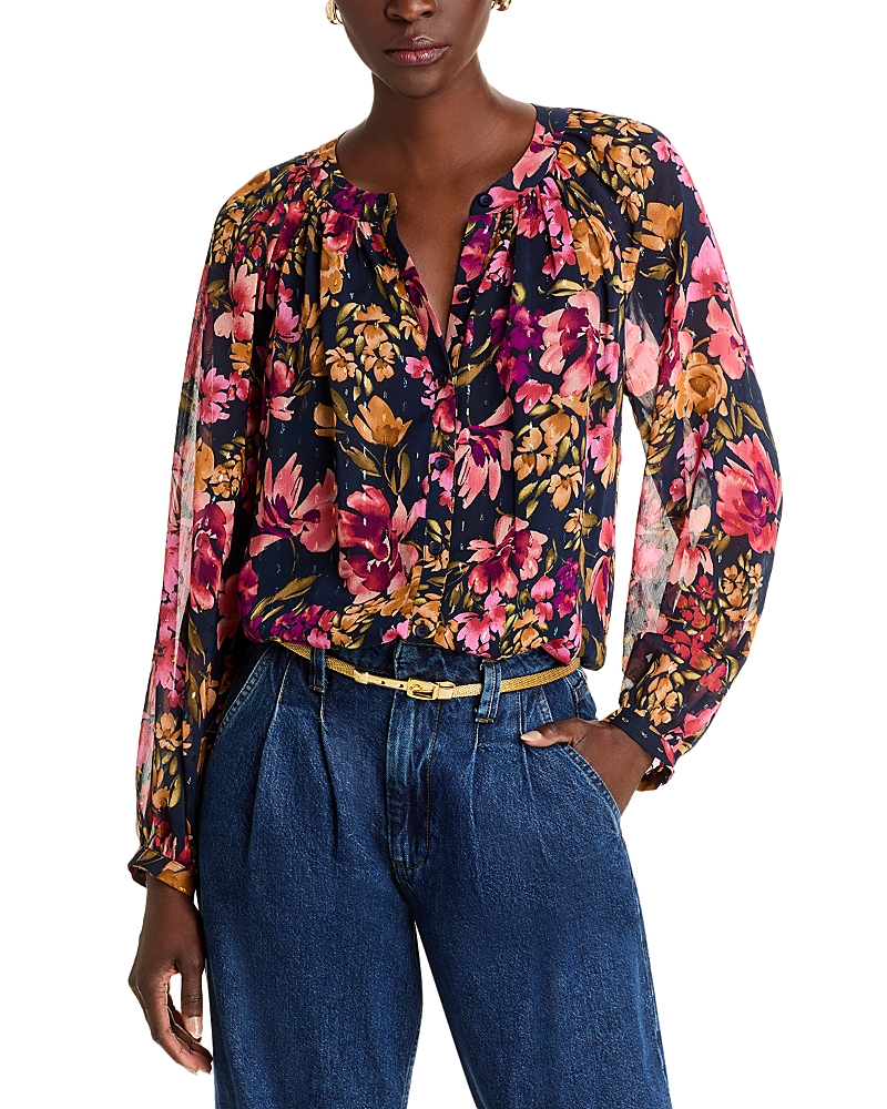 AQUA FLORAL BUTTON FRONT BLOUSE - EXCLUSIVE