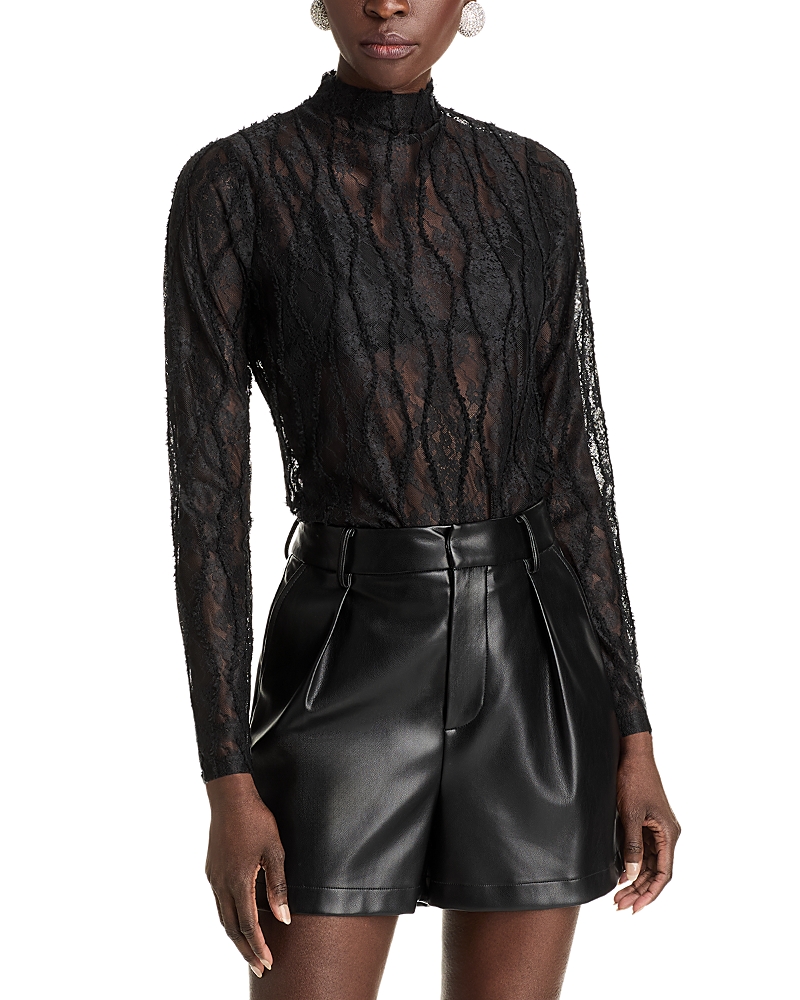 AQUA LACE MOCK NECK TOP - EXCLUSIVE