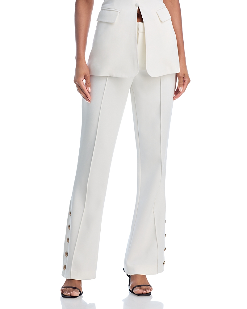 Aqua Side Button Pants - Exclusive In White
