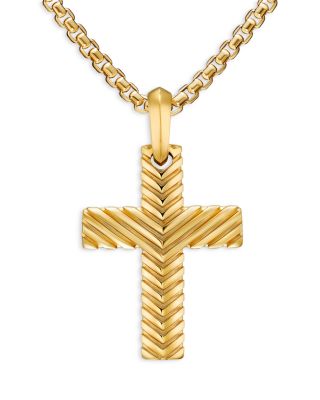 David Yurman - Men's Chevron Cross Pendant in 18K Yellow Gold, 36mm