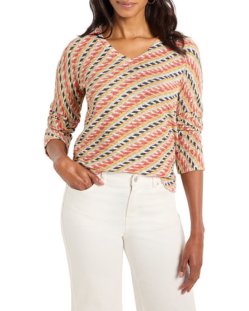 Nic + Zoe Rope Twist Sweater In Red Multi