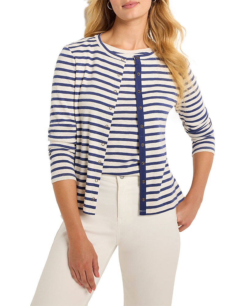 Nzt By Nic+Zoe Snap Front Striped Cardigan