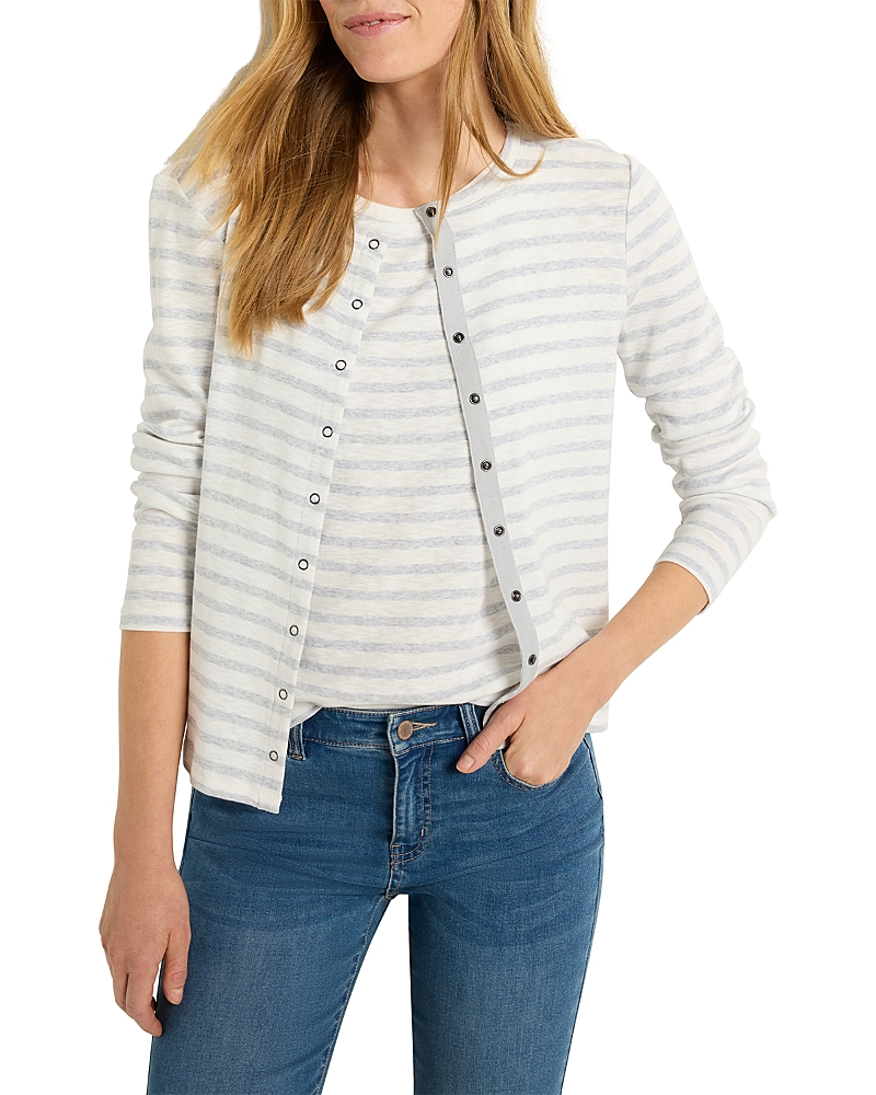 NZT BY NIC+ZOE NZT BY NIC+ZOE SNAP FRONT STRIPED CARDIGAN