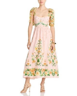 FARM Rio - Botanical Beauty Pink Laces Cup Midi Dress
