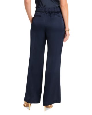 Front Slit Wide Leg Drawstring Pants