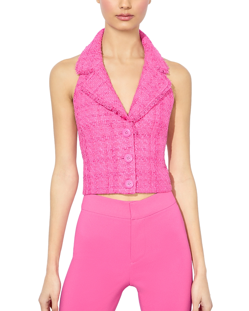 Alice And Olivia Meri Halter Vest In Wild Pink