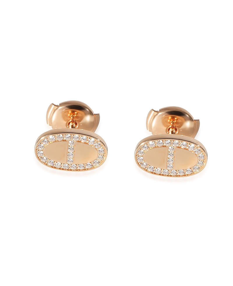 Shop Pre-owned Hermes Hermes Chaine D'ancre 18k Rose Gold Stud Earring