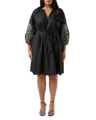 Estelle Plus - Cala Embroidered Sleeve Mini Dress