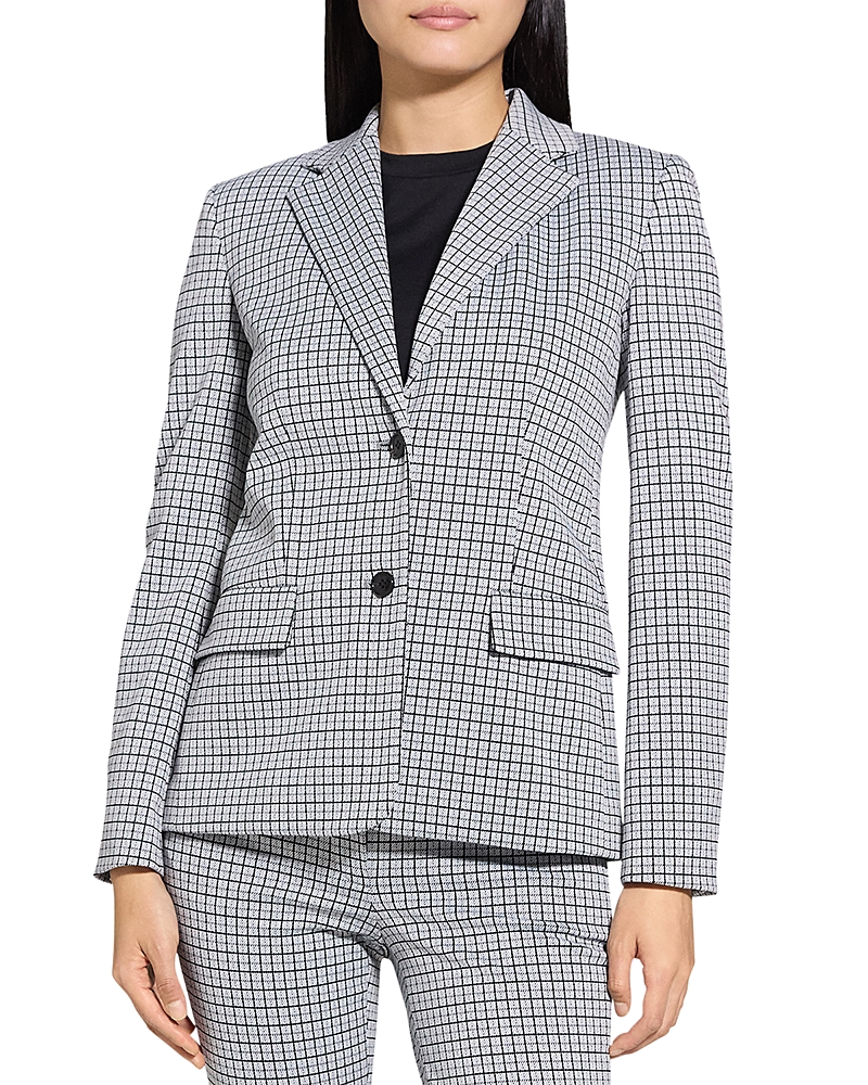 Theory Single-breasted Two-button Blazer In Fog Multi