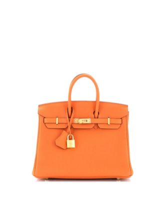 Pre-Owned HERMES Birkin 25 Handbag Orange Togo with Gold Hardware