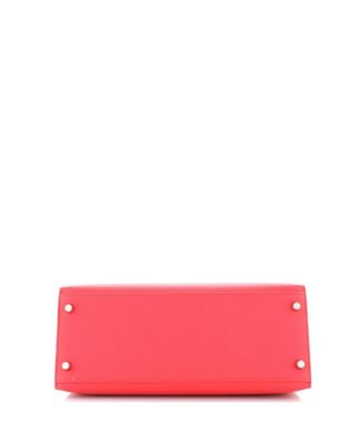 Kelly 28 Handbag Pink Epsom with Palladium Hardware