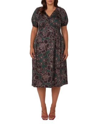 Estelle Plus - Wildflower Raglan Sleeve Midi Dress