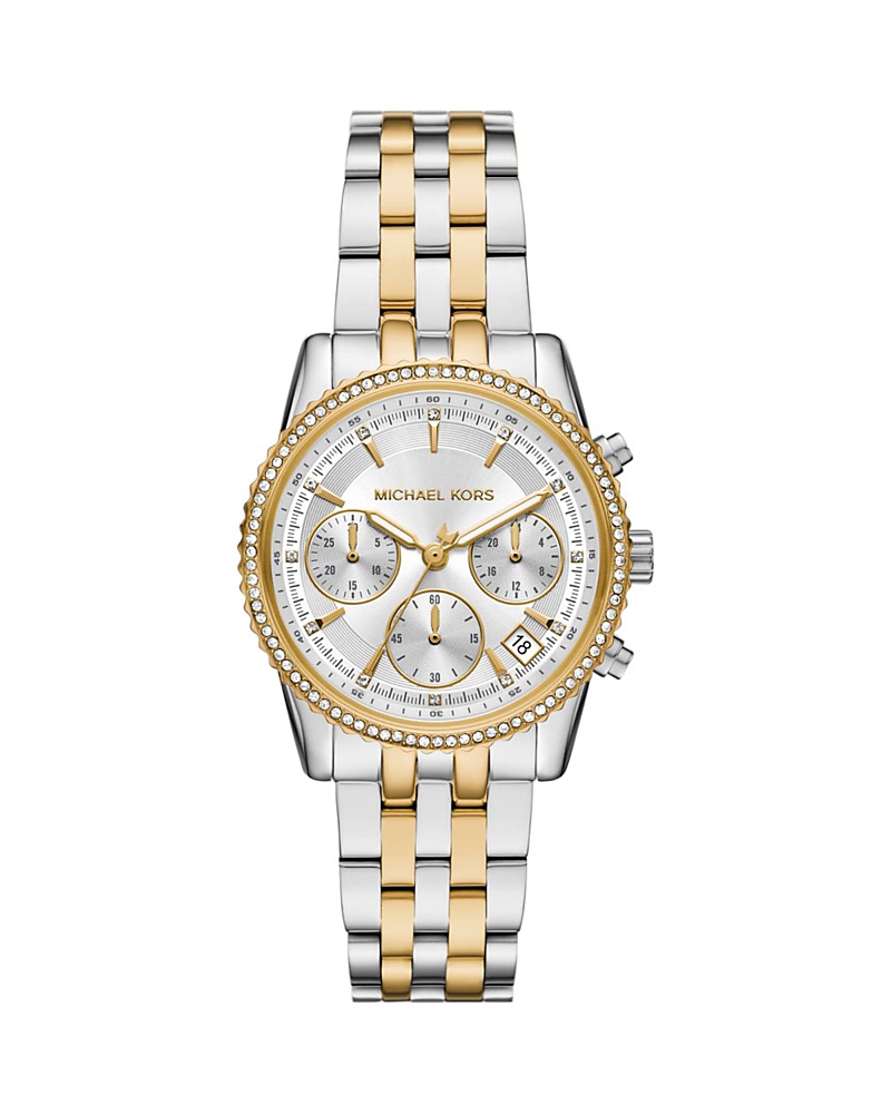 Michael Kors Women's Mini Ritz Chronograph Two-tone Stainless Steel Watch, 35mm In Gold