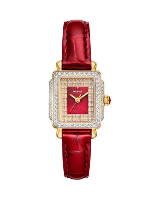 MICHELE - Special Edition Deco Madison Mini Two Tone 18K Gold Plated Diamond Pav&eacute; Dial Watch, 23mm x 24mm