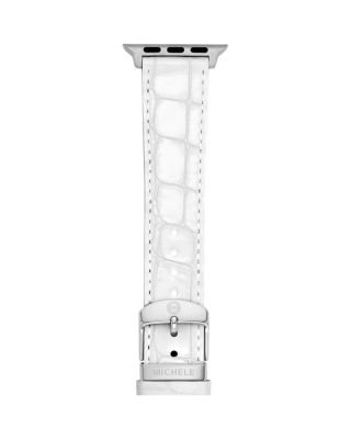 MICHELE - White Leather Bracelet Band for Apple Watch&reg;, 38-49mm