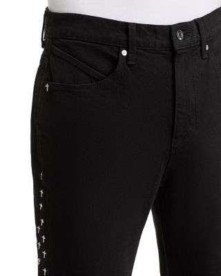 Straight Fit Zed Cross Panel Jeans in Black