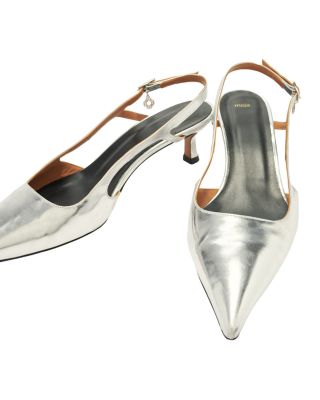 Women&#39;s Silver Leather Strappy Heels