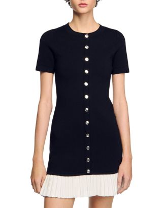 women black knit dress Sandro Short with Ruffle black knitted dress