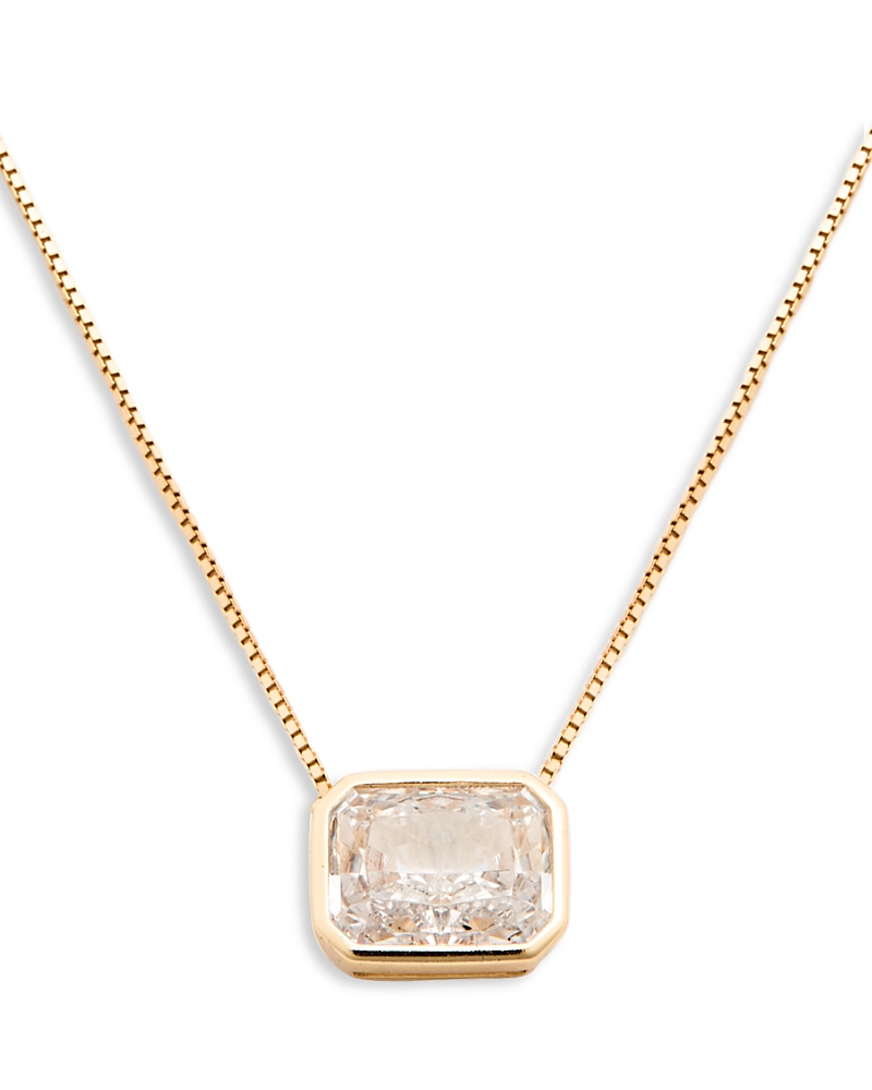 Shashi Emerald Baguette Cubic Zirconia Necklace, 16-18 In Gold