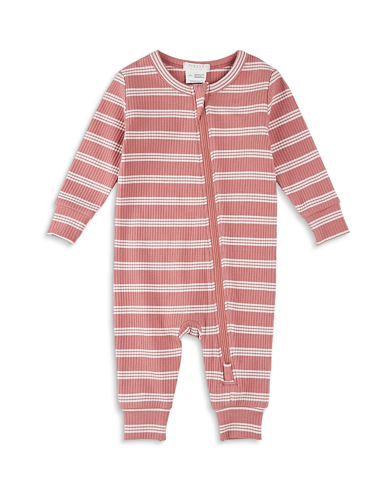 FIRSTS BY PETIT LEM FIRSTS BY PETIT LEM GIRLS' BUBBLEGUM STRIPED SLEEPER COVERALL - BABY