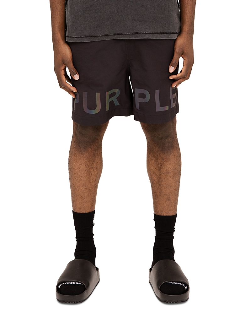 Purple Brand All Round Shorts Olographic Logo In Black