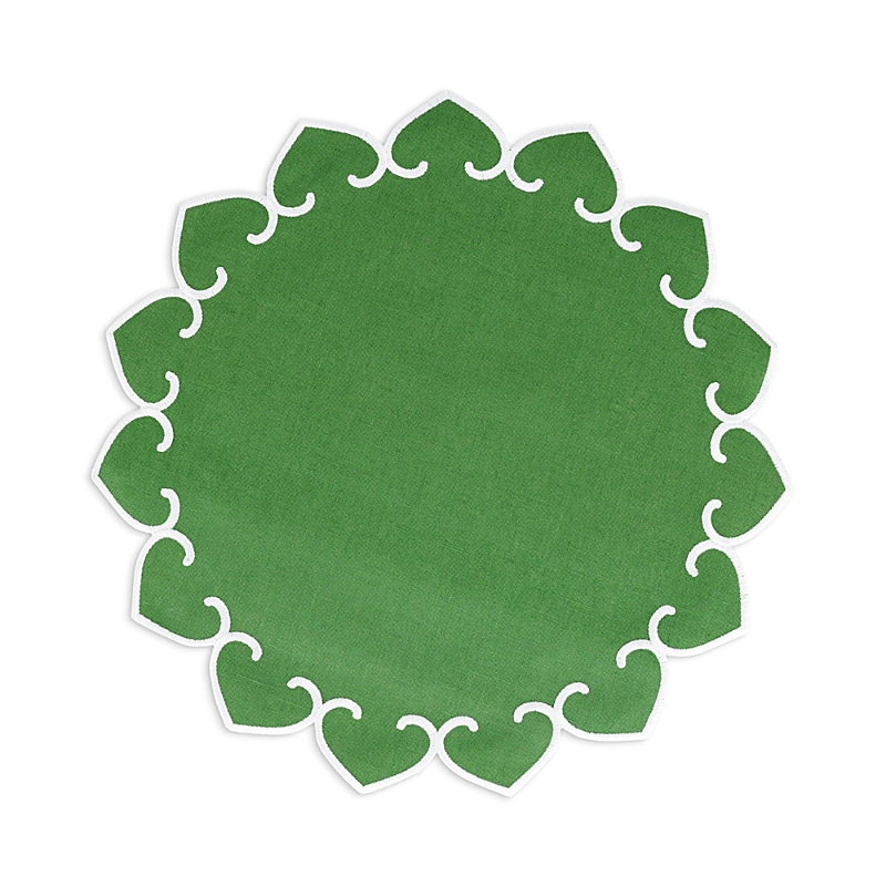 Vietri Tessuti Cornflower Round Placemats With White Stitching, Set Of 4 In Green