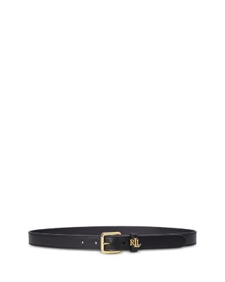 Ralph Lauren - Logo Keeper Leather Skinny Belt
