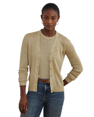 Ralph Lauren - Metallic Linen Blend Rib Knit Cardigan