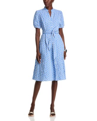 T Tahari Eyelet Puff Sleeve Fit & Flare Dress | Bloomingdale's Women