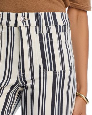 Le Slim High Rise Palazzo Jeans in Navy Stripe