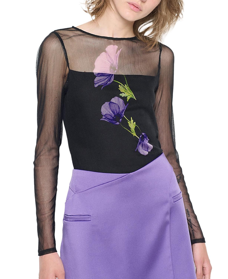 As By Df Christa Floral Long-sleeve Top In Black