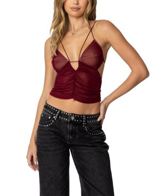 Edikted - Strappy Ruched Mesh Top